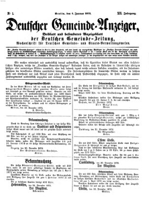 Deutsche Gemeinde-Zeitung Samstag 4. Januar 1873