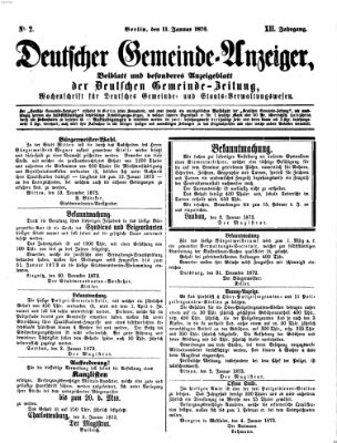 Deutsche Gemeinde-Zeitung Samstag 11. Januar 1873