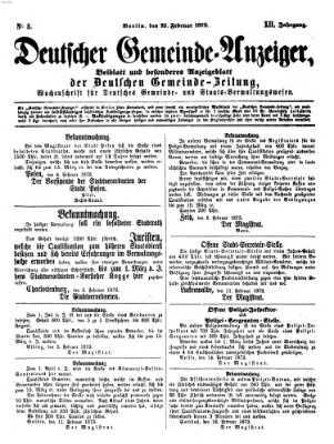 Deutsche Gemeinde-Zeitung Samstag 22. Februar 1873