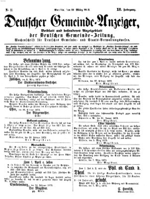 Deutsche Gemeinde-Zeitung Samstag 15. März 1873