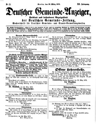 Deutsche Gemeinde-Zeitung Samstag 29. März 1873