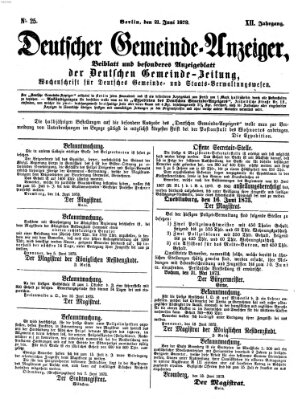 Deutsche Gemeinde-Zeitung Samstag 21. Juni 1873