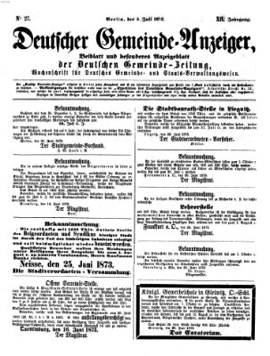 Deutsche Gemeinde-Zeitung Samstag 5. Juli 1873