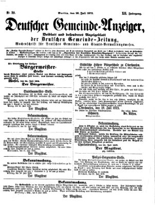 Deutsche Gemeinde-Zeitung Samstag 26. Juli 1873