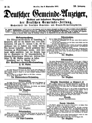 Deutsche Gemeinde-Zeitung Samstag 6. September 1873