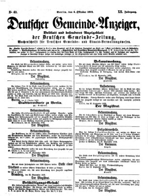 Deutsche Gemeinde-Zeitung Samstag 4. Oktober 1873