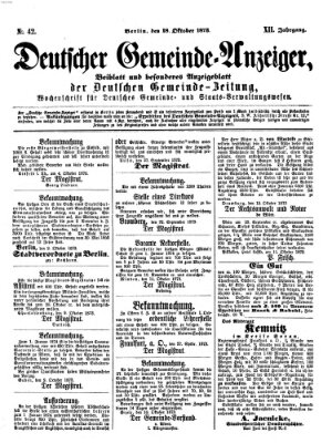 Deutsche Gemeinde-Zeitung Samstag 18. Oktober 1873