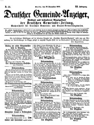 Deutsche Gemeinde-Zeitung Samstag 13. Dezember 1873