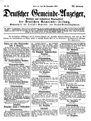 Deutsche Gemeinde-Zeitung Samstag 20. Dezember 1873