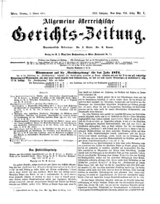 Allgemeine österreichische Gerichts-Zeitung Dienstag 3. Januar 1871