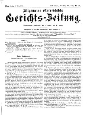 Allgemeine österreichische Gerichts-Zeitung Freitag 3. März 1871