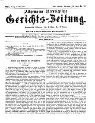 Allgemeine österreichische Gerichts-Zeitung Freitag 17. März 1871