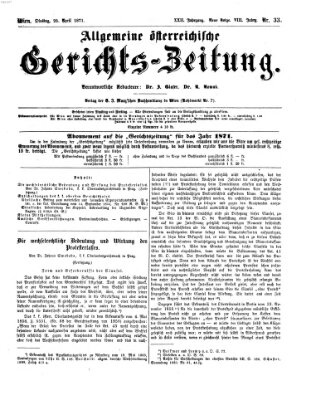 Allgemeine österreichische Gerichts-Zeitung Dienstag 25. April 1871