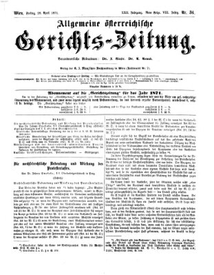 Allgemeine österreichische Gerichts-Zeitung Freitag 28. April 1871