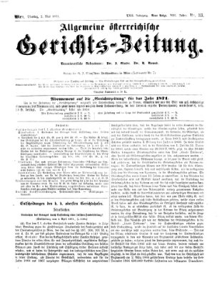 Allgemeine österreichische Gerichts-Zeitung Dienstag 2. Mai 1871