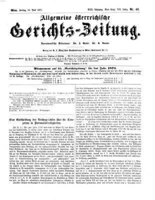 Allgemeine österreichische Gerichts-Zeitung Freitag 16. Juni 1871