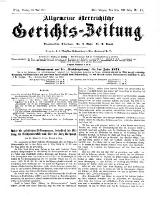 Allgemeine österreichische Gerichts-Zeitung Dienstag 20. Juni 1871