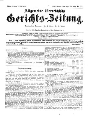 Allgemeine österreichische Gerichts-Zeitung Dienstag 11. Juli 1871