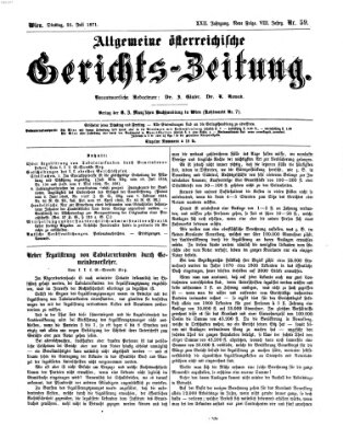 Allgemeine österreichische Gerichts-Zeitung Dienstag 25. Juli 1871