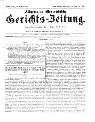 Allgemeine österreichische Gerichts-Zeitung Freitag 15. September 1871