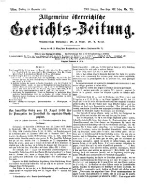 Allgemeine österreichische Gerichts-Zeitung Dienstag 19. September 1871