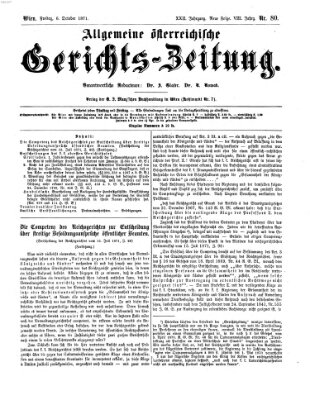 Allgemeine österreichische Gerichts-Zeitung Freitag 6. Oktober 1871