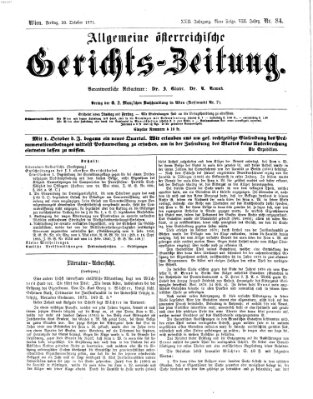 Allgemeine österreichische Gerichts-Zeitung Freitag 20. Oktober 1871