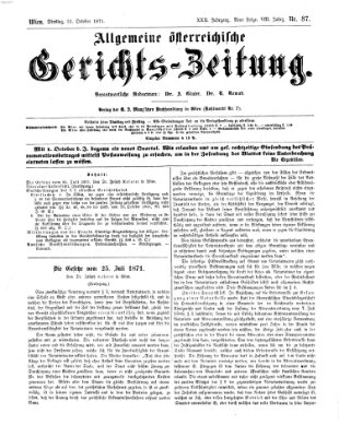 Allgemeine österreichische Gerichts-Zeitung Dienstag 31. Oktober 1871