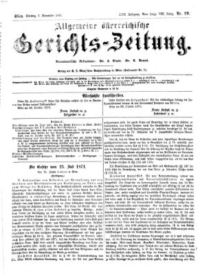 Allgemeine österreichische Gerichts-Zeitung Dienstag 7. November 1871