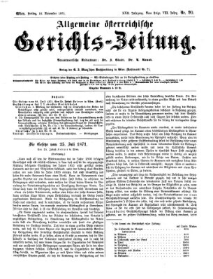 Allgemeine österreichische Gerichts-Zeitung Freitag 10. November 1871