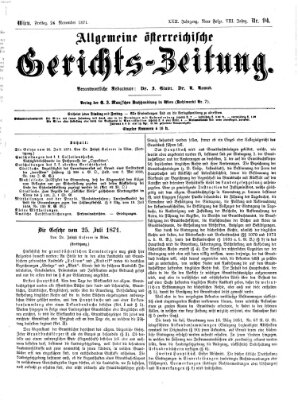 Allgemeine österreichische Gerichts-Zeitung Freitag 24. November 1871