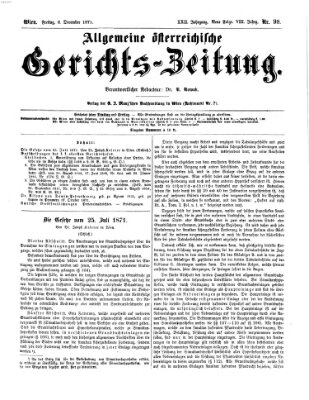 Allgemeine österreichische Gerichts-Zeitung Freitag 8. Dezember 1871