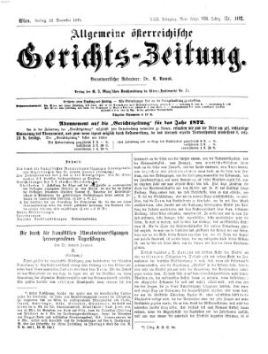 Allgemeine österreichische Gerichts-Zeitung Freitag 22. Dezember 1871