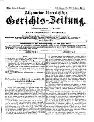 Allgemeine österreichische Gerichts-Zeitung Dienstag 2. Januar 1872