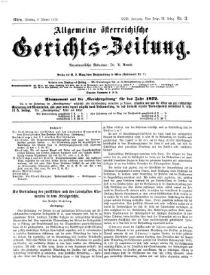 Allgemeine österreichische Gerichts-Zeitung Dienstag 9. Januar 1872