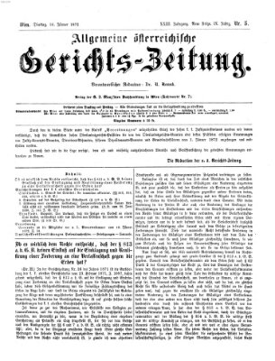 Allgemeine österreichische Gerichts-Zeitung Dienstag 16. Januar 1872