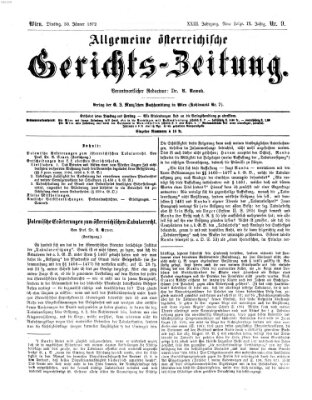 Allgemeine österreichische Gerichts-Zeitung Dienstag 30. Januar 1872