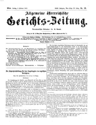 Allgemeine österreichische Gerichts-Zeitung Freitag 9. Februar 1872