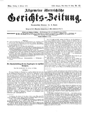 Allgemeine österreichische Gerichts-Zeitung Dienstag 13. Februar 1872