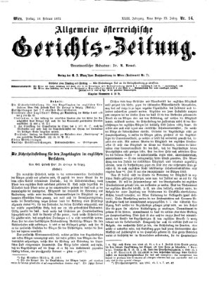 Allgemeine österreichische Gerichts-Zeitung Freitag 16. Februar 1872