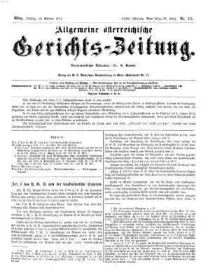 Allgemeine österreichische Gerichts-Zeitung Dienstag 20. Februar 1872