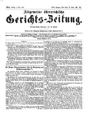 Allgemeine österreichische Gerichts-Zeitung Freitag 1. März 1872