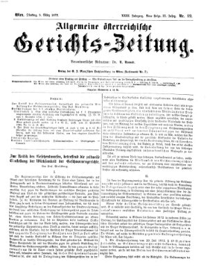 Allgemeine österreichische Gerichts-Zeitung Dienstag 5. März 1872