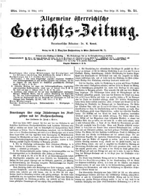 Allgemeine österreichische Gerichts-Zeitung Dienstag 12. März 1872