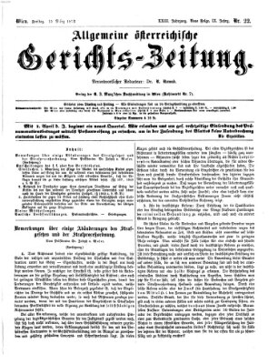 Allgemeine österreichische Gerichts-Zeitung Freitag 15. März 1872