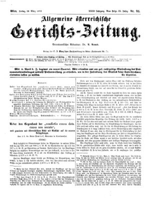 Allgemeine österreichische Gerichts-Zeitung Freitag 29. März 1872