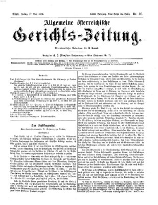 Allgemeine österreichische Gerichts-Zeitung Freitag 17. Mai 1872