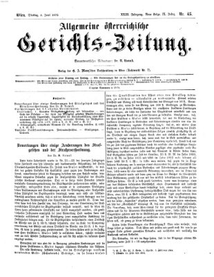 Allgemeine österreichische Gerichts-Zeitung Dienstag 4. Juni 1872