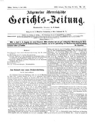 Allgemeine österreichische Gerichts-Zeitung Dienstag 2. Juli 1872