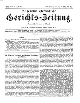 Allgemeine österreichische Gerichts-Zeitung Freitag 2. August 1872